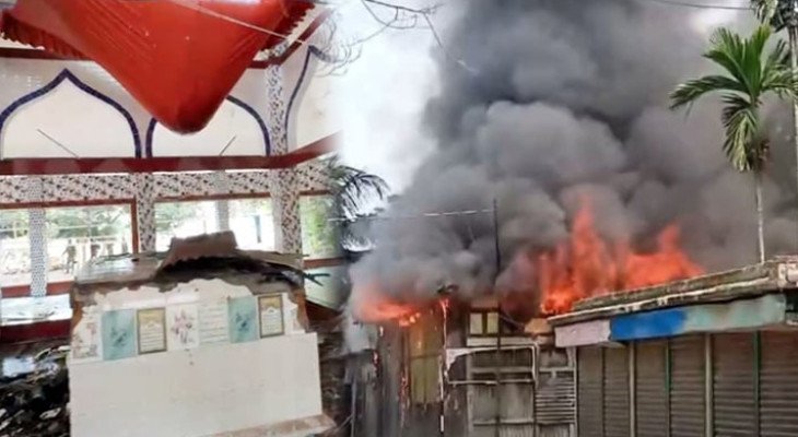 নবীকে নিয়ে কটূক্তি, মাইকে ঘোষণা দিয়ে ৪ মাজারে হামলা-আগুন (ভিডিও)
